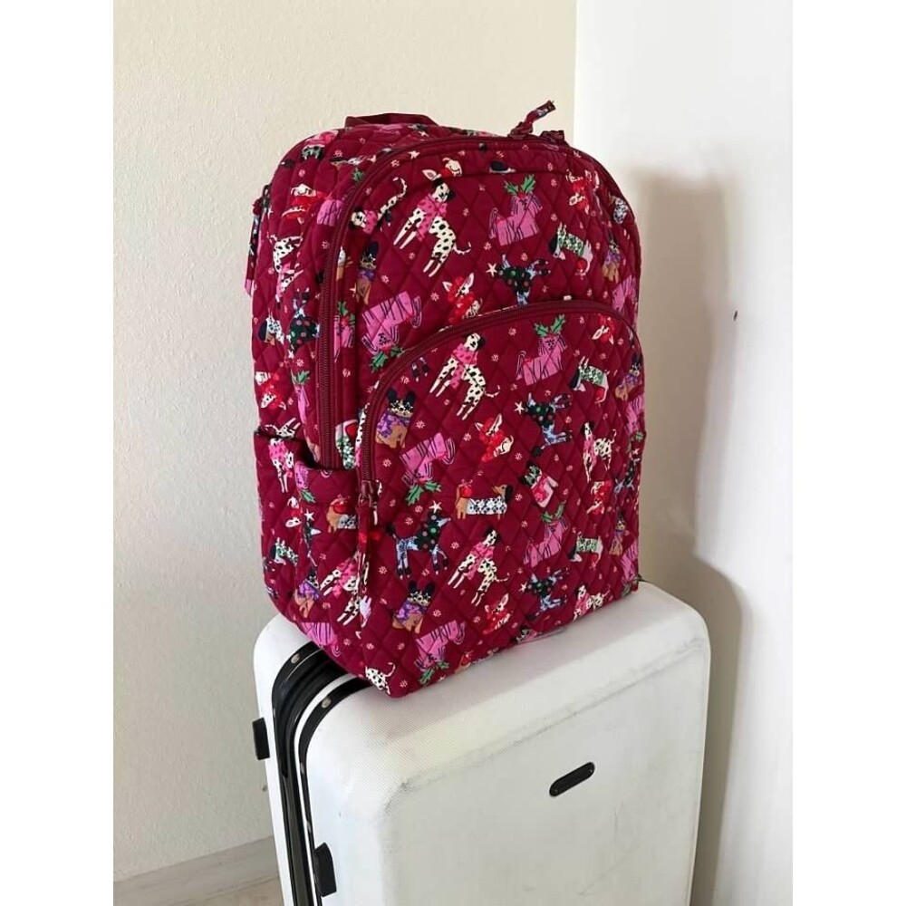 Vera Bradley Cotton Essential Large Backpack Holiday Hounds- NWT - Picture 3 of 5